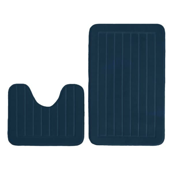 Navy Memory Foam Bath Mat Set