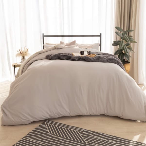 Grey Brushed Cotton Duvet Cover Set