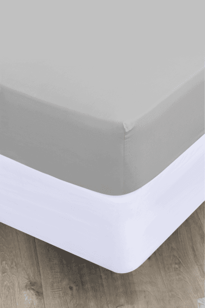 Grey Polycotton 144tc Fitted Sheet