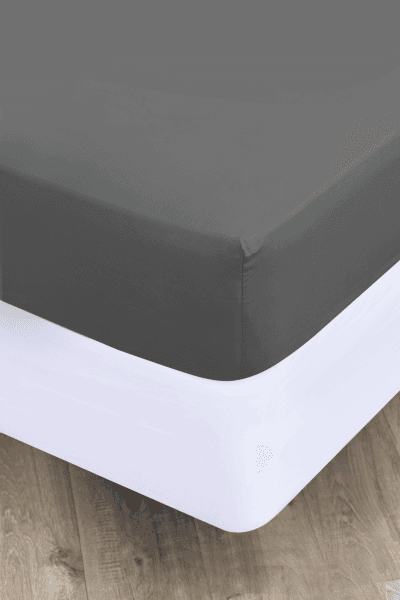 Charcoal Polycotton 144tc Fitted Sheet