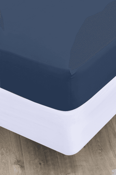 Navy Polycotton 144tc Fitted Sheet