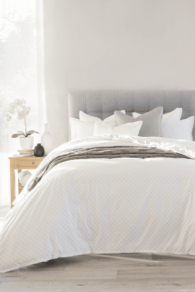 GREY SUPIMA COTTON 450TC GEO OXFORD DUVET COVER SET