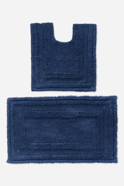 Ollie Navy Bath Rug Set