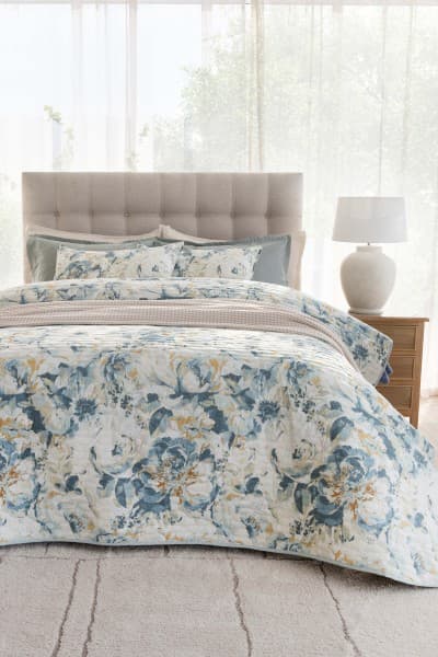 CASEY DUCK EGG QUILT SET