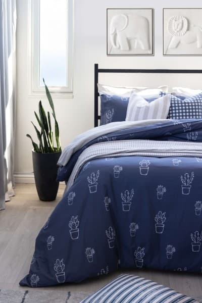 OLLIE STEEL BLUE DUVET COVER SET