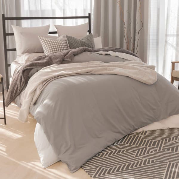 Charcoal Brushed Cotton Duvet Cover Set