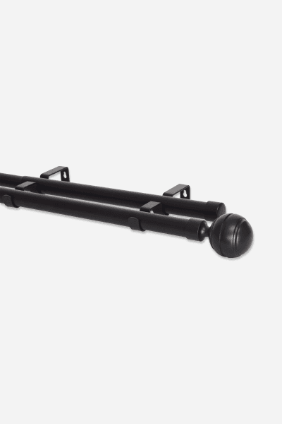 BLACK EXPANDABLE CURTAIN ROD SET 1.5M