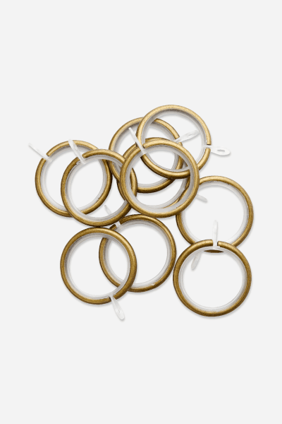 BRUSHED BRONZE 25MM METAL CURTAIN RINGS WITH HOOKS